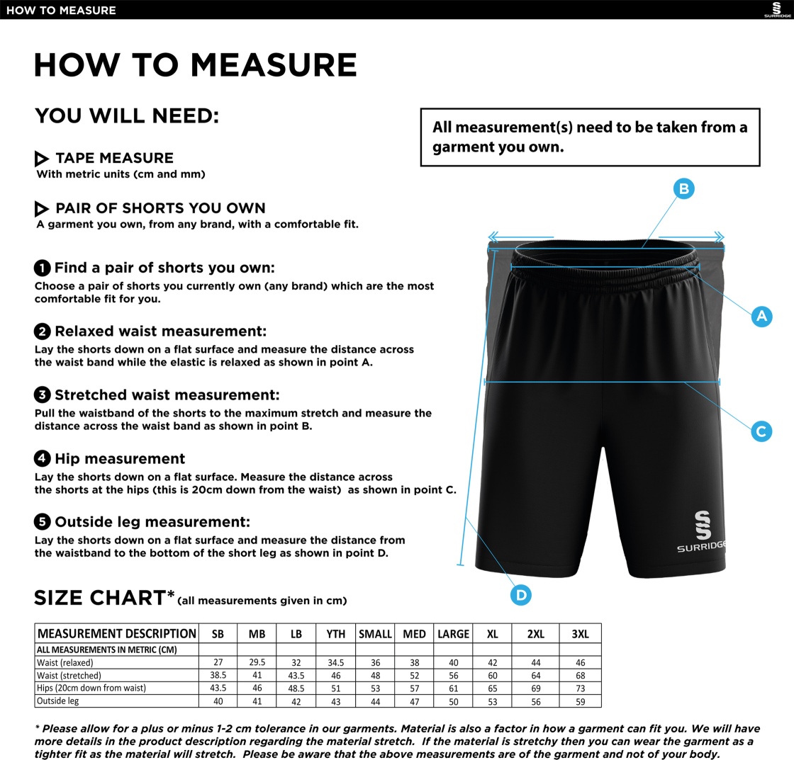 Stalbridge CC - Blade Shorts - Size Guide